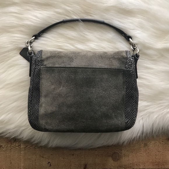 SOLD Coach Taylor Suede & Exotic Leather Front Flap Bag - Picture 7 of 8